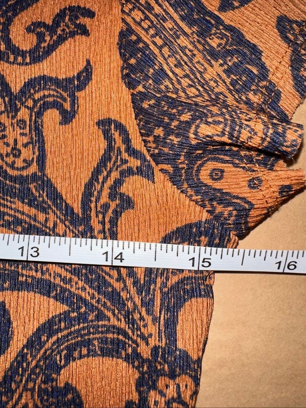 Urban Outfitters Size M Paisley Mock Neck Mini Dress Brown Blue Ribbed Stretch - Picture 9 of 10